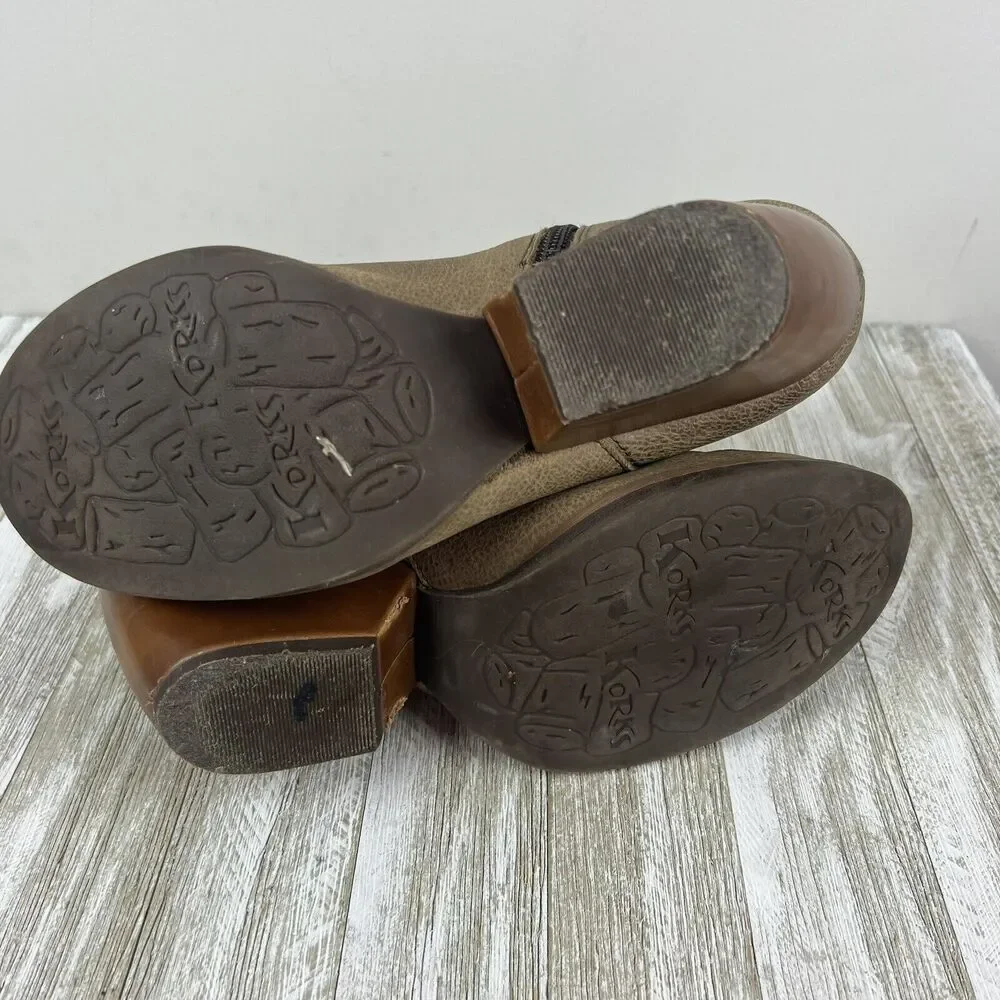 Korks by Kork Ease Gemini Tan Leather Wedge Zip Ankle Boots Womens Size 6.5 - Picture 10 of 10